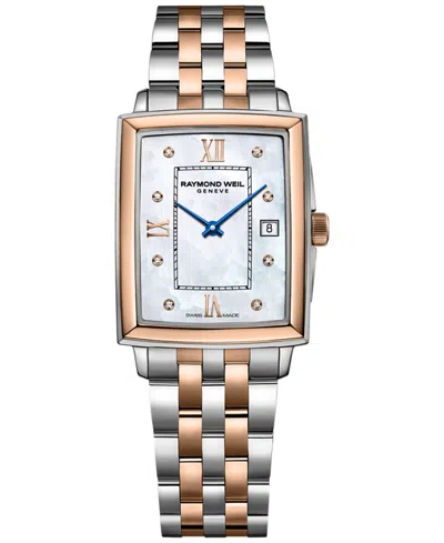 Raymond Weil Women's Swiss Toccata Diamond Accent Two-tone Stainless Steel Bracelet Watch 23x28mm In Rose Gold