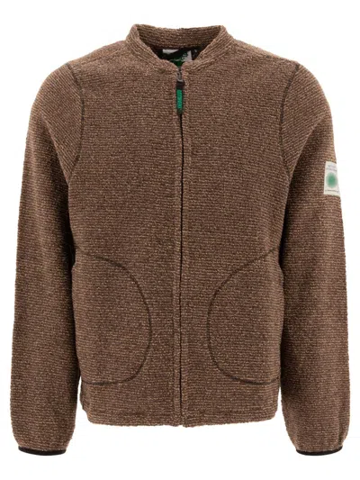 Rayon Vert Logo-patch Fleece Jacket In Brown