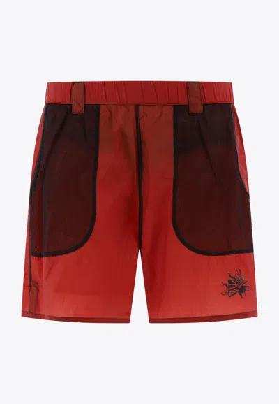 Rayon Vert Logo-printed Swim Shorts In Red