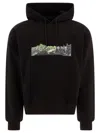 Rayon Vert Graphic-print Drawstring Hoodie In Black