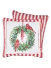 Raz Imports 18" Cardinal Wreath Lighted Pillow In White