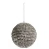 RAZ IMPORTS 4.5" PAVE CRYSTAL BALL ORNAMENT IN SILVER