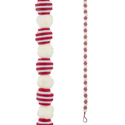 Raz Imports 6' Felt Ball Garland In Red/white