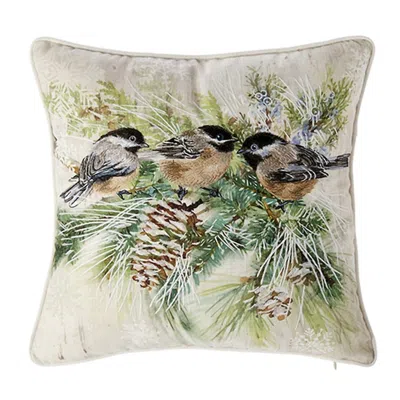 Raz Imports Winter Cottage Chickadees Pillow #4215983 In Multicolor