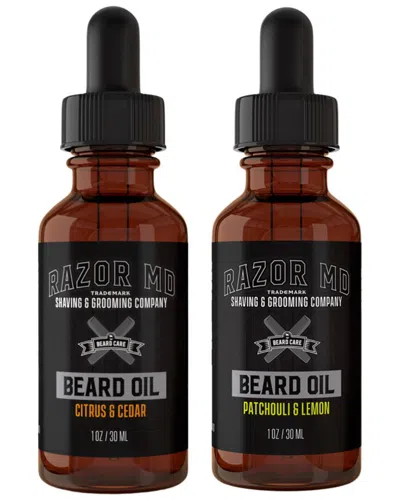 Razor Md Men's 2oz Beard Oil Gift Set - Citrus & Cedar, Patchouli & Lemon In White