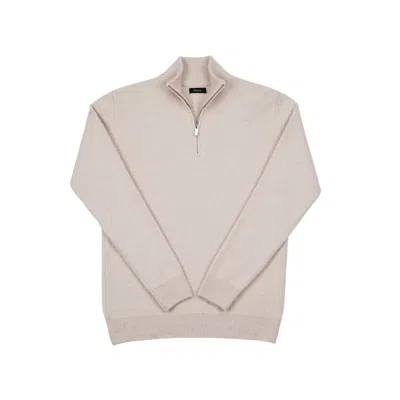Rbasics Men's Neutrals Merino Silk Cashmere Quarter-zip Sweater – Oat