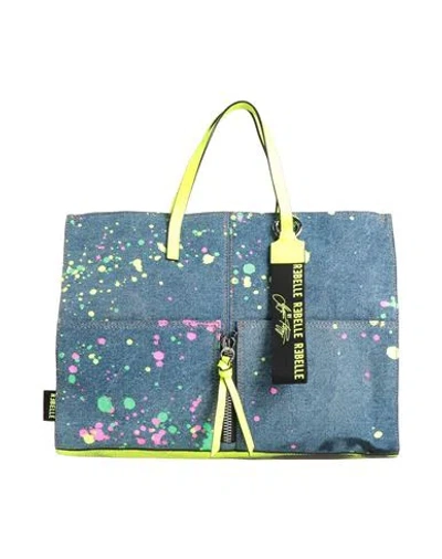 Rǝbelle Woman Handbag Blue Size - Cotton, Leather