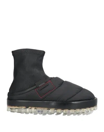 Rbrsl Rubber Soul Woman Ankle Boots Black Size 6 Leather, Textile Fibers