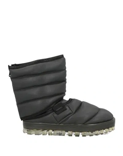 Rbrsl Rubber Soul Woman Ankle Boots Charcoal Size 8 Leather, Textile Fibers In Gray