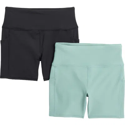 Rbx 2-pack Peached & Ribbed Pocket Bike Shorts In Black And Artichoke