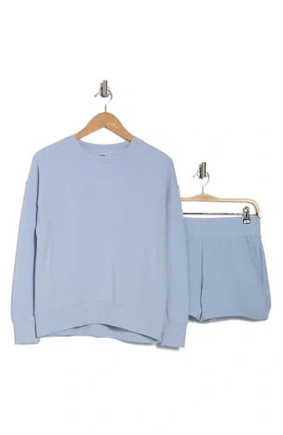 Rbx Fleece Sweatshirt & Shorts Set In Ice Water