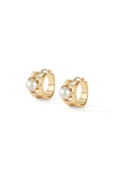 Rc Retro Chic Dawn Light Pearl Hoop Earrings In Gold