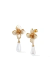 Rc Retro Chic Iris Blossom Pearl Earrings