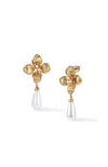 Rc Retro Chic Iris Blossom Pearl Earrings In Multi