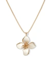 Rc Retro Chic Large Iris Blossom Pendant Neckalce In White