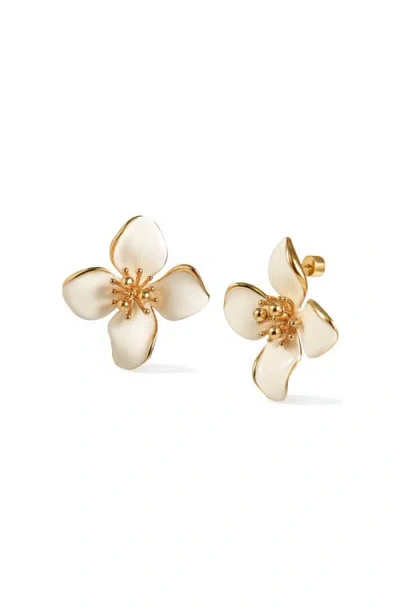 Rc Retro Chic Large Iris Blossom Stud Earrings In Multi