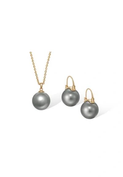 Rc Retro Chic Retro Pearl Necklace & Earrings Set In Gold