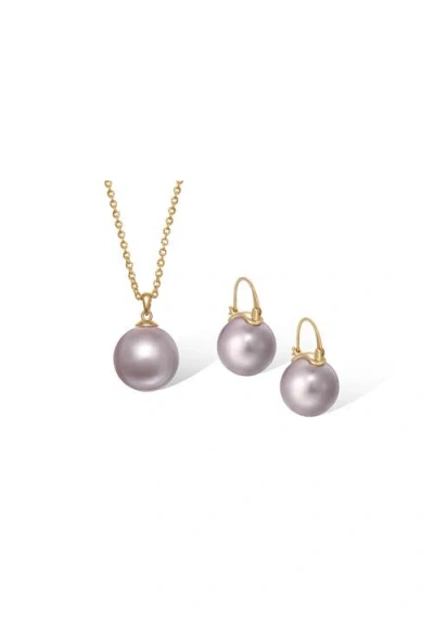 Rc Retro Chic Retro Pearl Necklace & Earrings Set In Pink