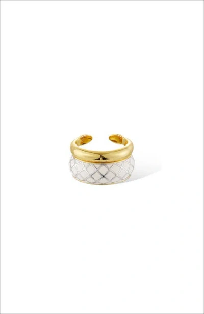 Rc Retro Chic White Uraeus Ring In Gold