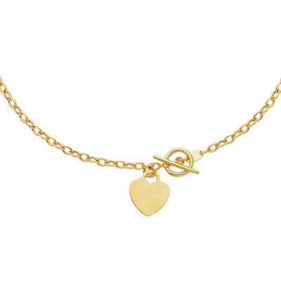 Pre-owned Rci 14k Yellow Gold 17" Heart Charm Rolo Link Chain/necklace With Toggle Lock 3m 5g In No Stone
