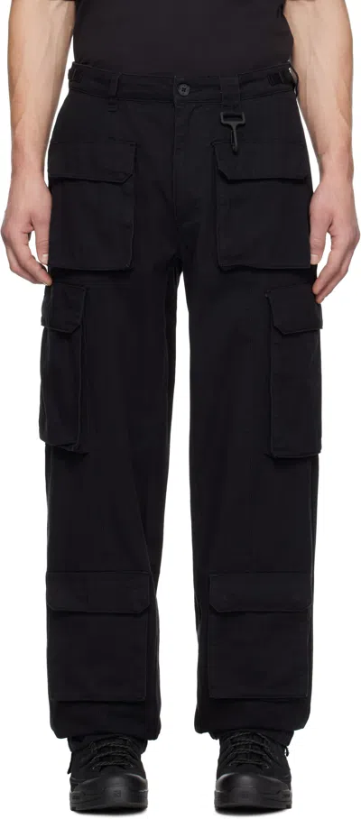 Rcos Black Cotton Cargo Pants