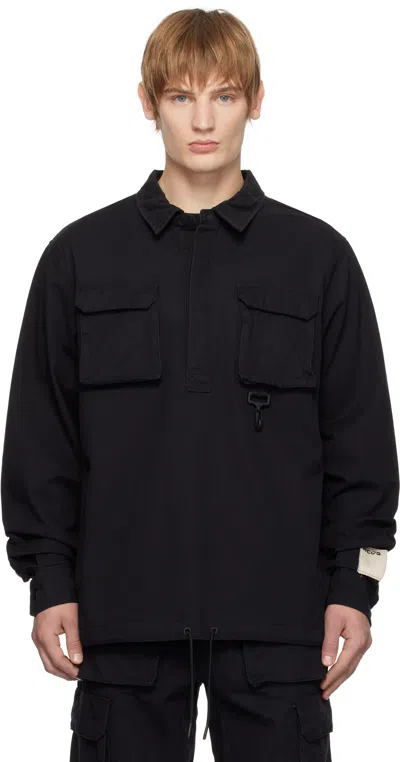 Rcos Black Cotton Cargo Pullover Shirt
