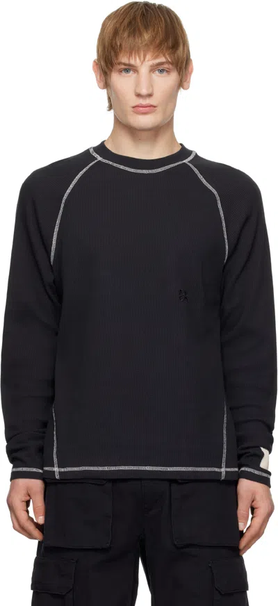 Rcos Black Waffle Knit Ls T-shirt