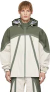 Rcos Green & White Taped Seam Shell Jacket In Green & White