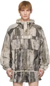 Rcos Off-white & Taupe Packable Nylon Anorak Jacket In Tree Bark Camo