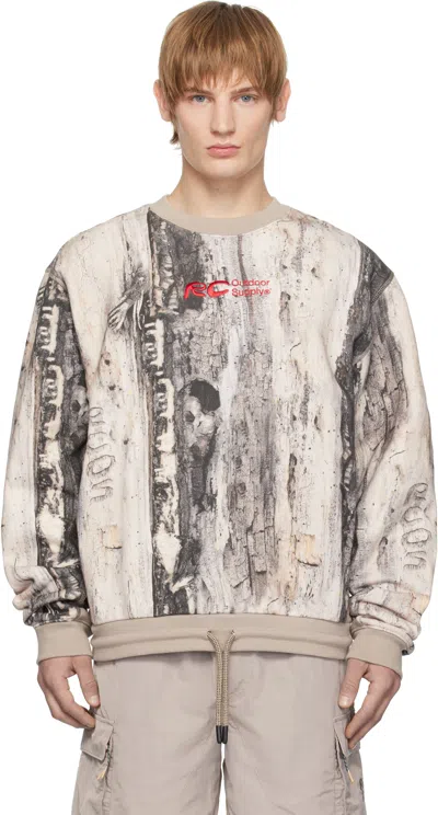 Rcos Off-white & Taupe 'rc Outdoor Supply' Logo Embroidered Sweatshirt In Camouflage