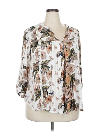 Pre-owned Rd & Koko 3/4 Sleeve Blouse In White