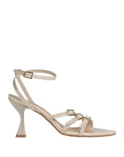 Rd Company Woman Sandals Beige Size 10 Synthetic Fibers In Gold