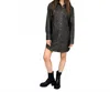 Rd International Aliska Distressed Faux Leather Snap Front Shirt Dress In Stone In White