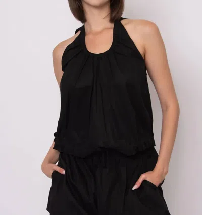 Rd International Karen Twill Halter Top In Black
