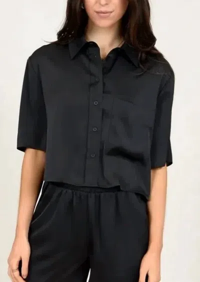 Rd International Satin Short Sleeve Shirt In Black