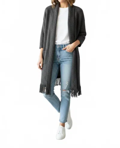 Rd International Shawl Collar Cardigan In Grey In Black