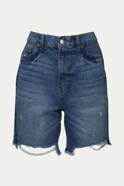 Rd Style Boyfriend High-waisted Distressed Denim Short In Blue