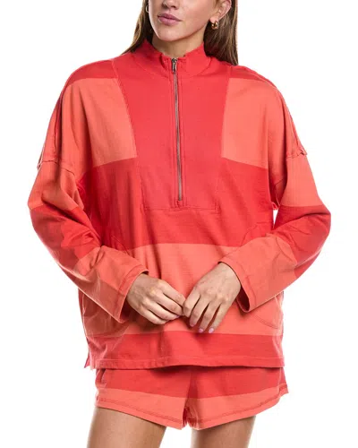 Rd Style Camille Stripe Heavy Jersey 1/2-zip Pullover In Pink