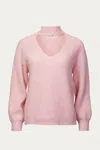 Rd Style Cutout Ribbed-knit Turtleneck Sweater In Blush In Gold