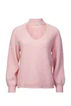 Rd Style Cutout Ribbed-knit Turtleneck Sweater In Blush In Pink