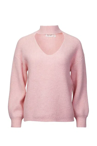 Rd Style Cutout Ribbed-knit Turtleneck Sweater In Blush In Pink