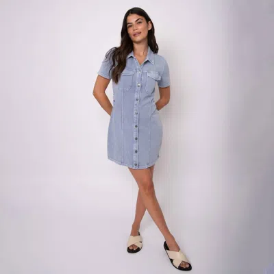 Rd Style Denim Knit French Terry Dress In Light Ash Blue