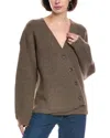 Rd Style Eglantine Asymmetrical Wool-blend Cardigan In Brown