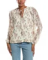 Rd Style Elfi Yoryu Crinkle Chiffon Split Neck Blouse In Pattern