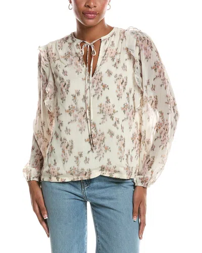 Rd Style Elfi Yoryu Crinkle Chiffon Split Neck Blouse In Pink