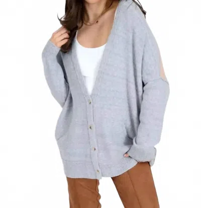 Rd Style Elma Long Sleeve Cardigan In Grey/ Fawn In Blue