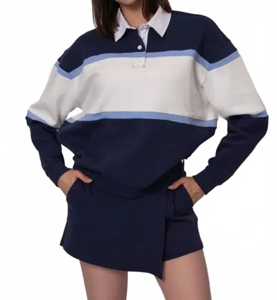 Rd Style Esther Polo Pullover Top In Navy In Blue