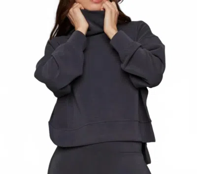 Rd Style Funnel Neck Pullover In Steel In Black