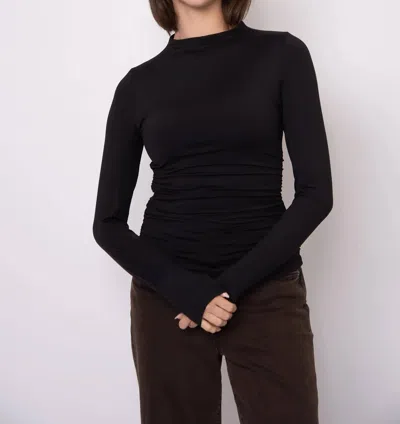 Rd Style Louise Rib Velour Pullover Top In Dark Brown In Black