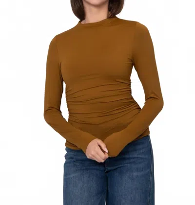 Rd Style Funnel Neck Ruched Top In Tumeric In Green